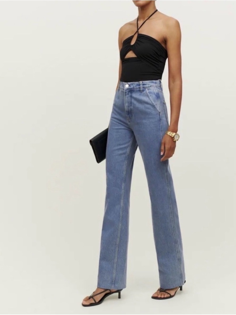 Reformation Light Blue High-Rise Wide-Leg Jeans